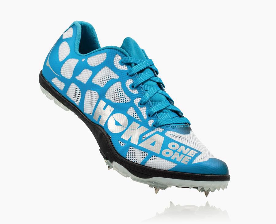 Spikes Mens - Hoka One One Rocket X - White/Blue - OJHULDM-09